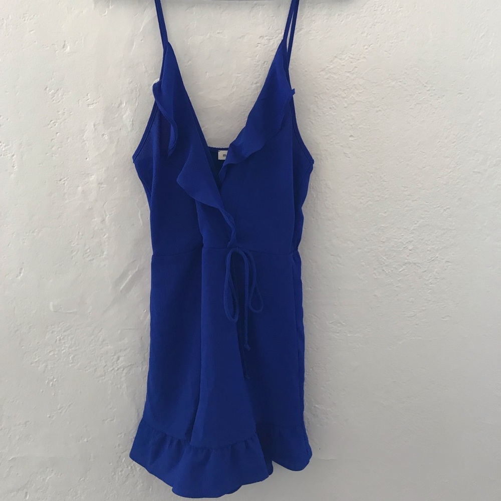 Royal blue romper with ruffles